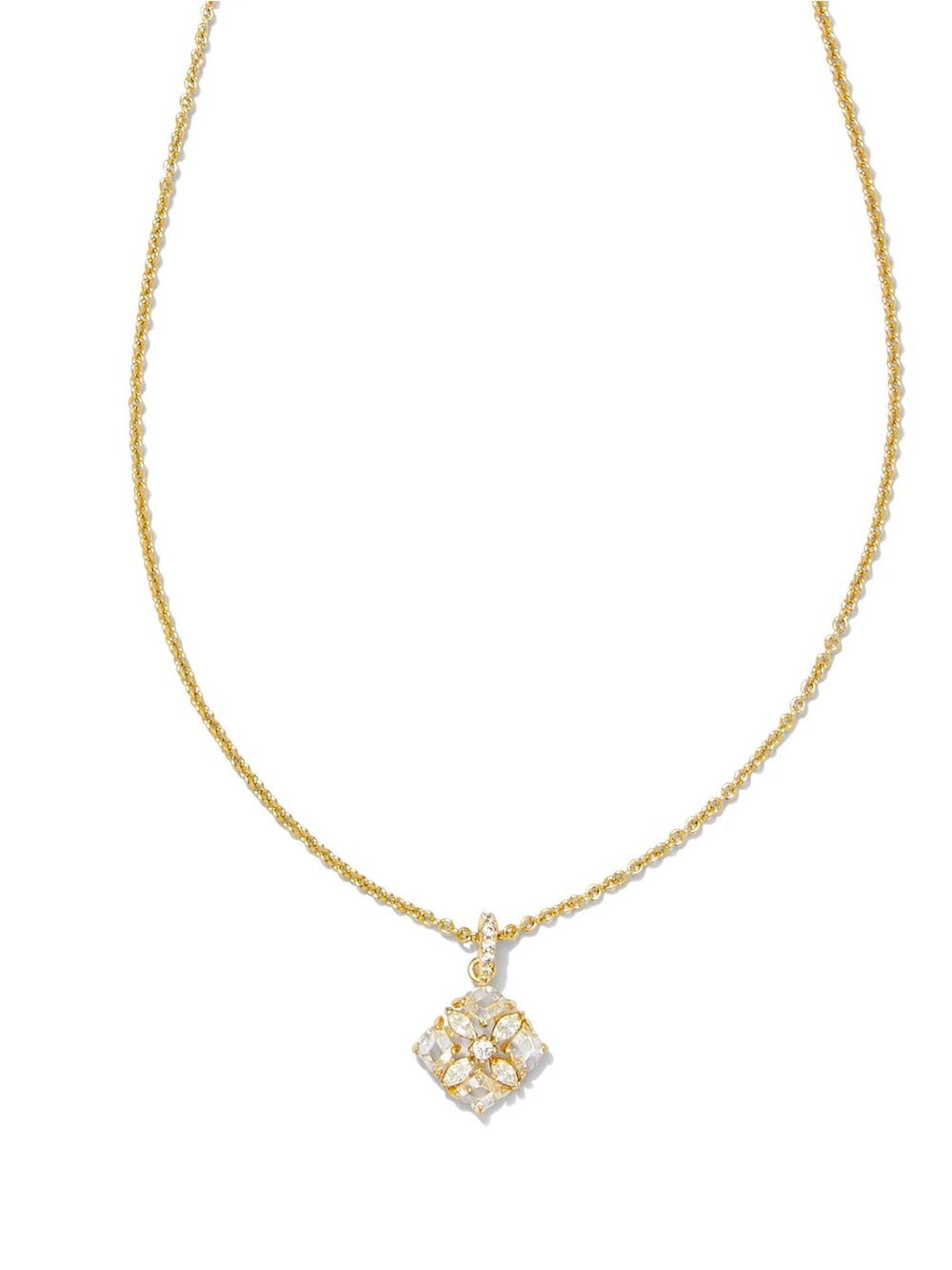 Kendra Scott Gold Necklace with Clear Crystal Cluster Pendant